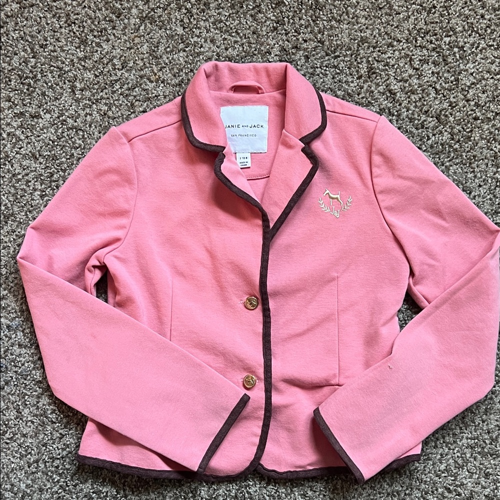 Janie & Jack Kids Blazer in Pink (brown trim)